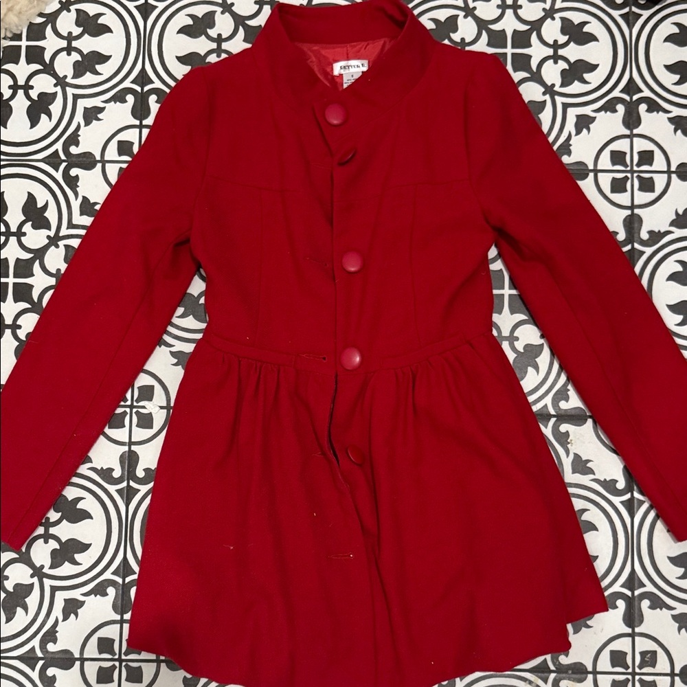Stylish Red Button-Up Coat